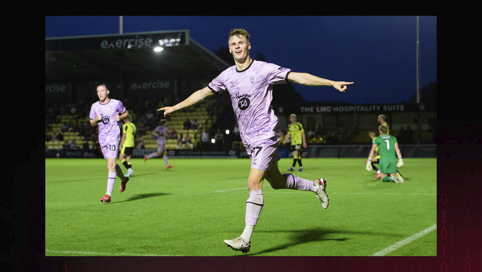 A match action image from City's 3-1 away win at Harrogate Town