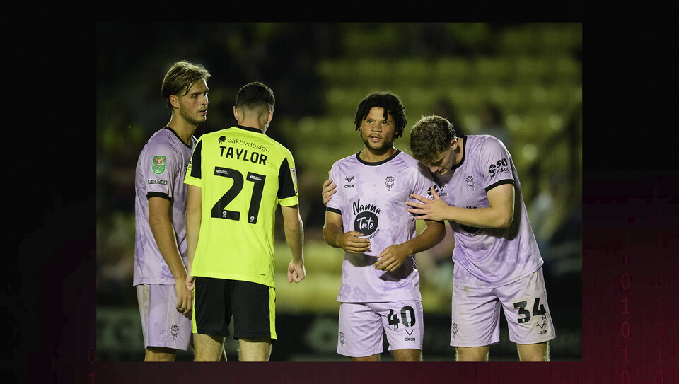 A match action image from City's 3-1 away win at Harrogate Town