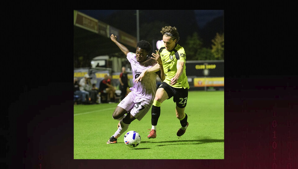 A match action image from City's 3-1 away win at Harrogate Town
