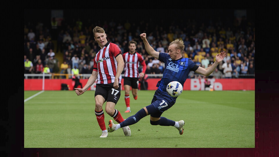 A match action image from City's home game against Mansfield Town.