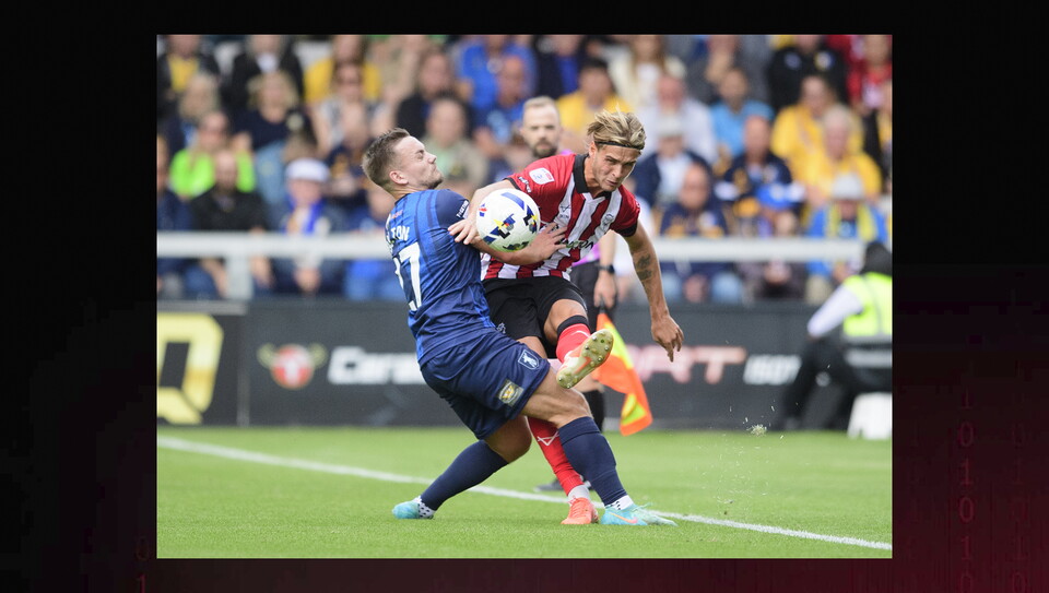 A match action image from City's home game against Mansfield Town.