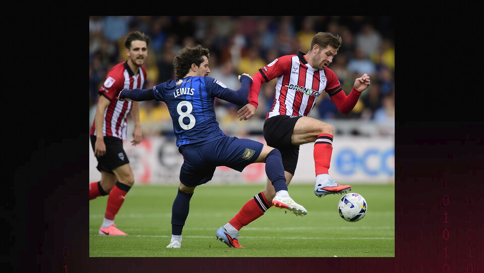 A match action image from City's home game against Mansfield Town.