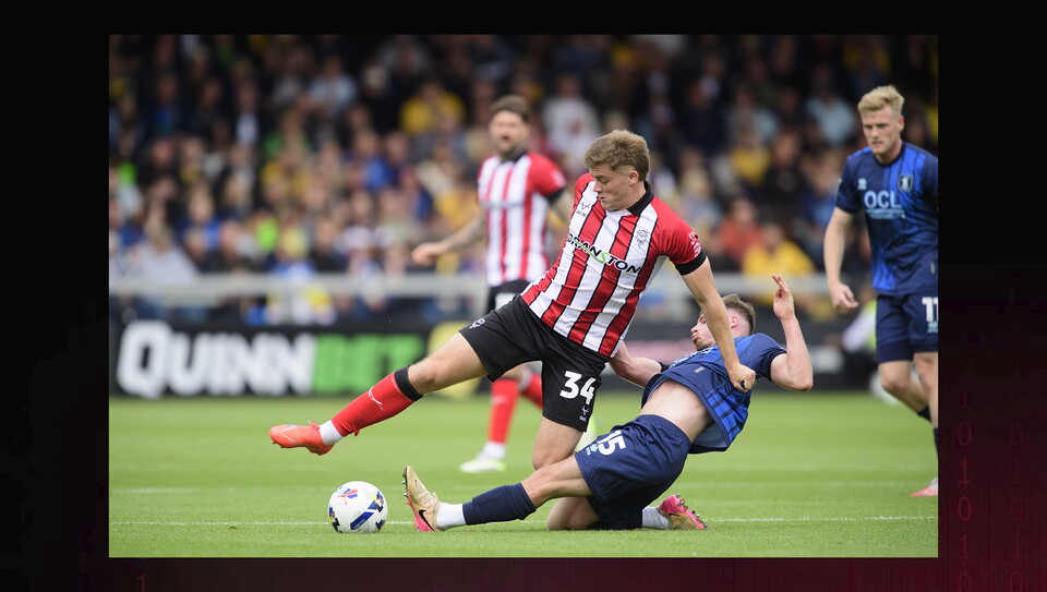 A match action image from City's home game against Mansfield Town.