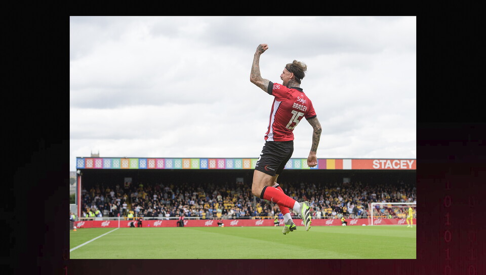 A match action image from City's home game against Mansfield Town.