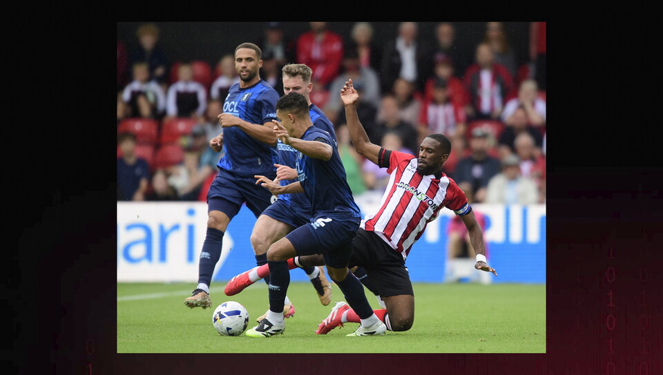 A match action image from City's home game against Mansfield Town.