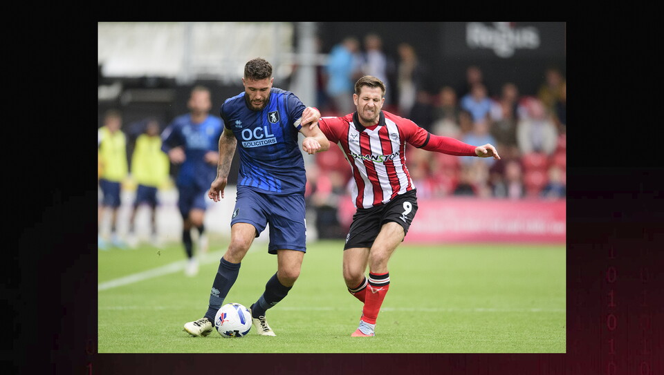 A match action image from City's home game against Mansfield Town.