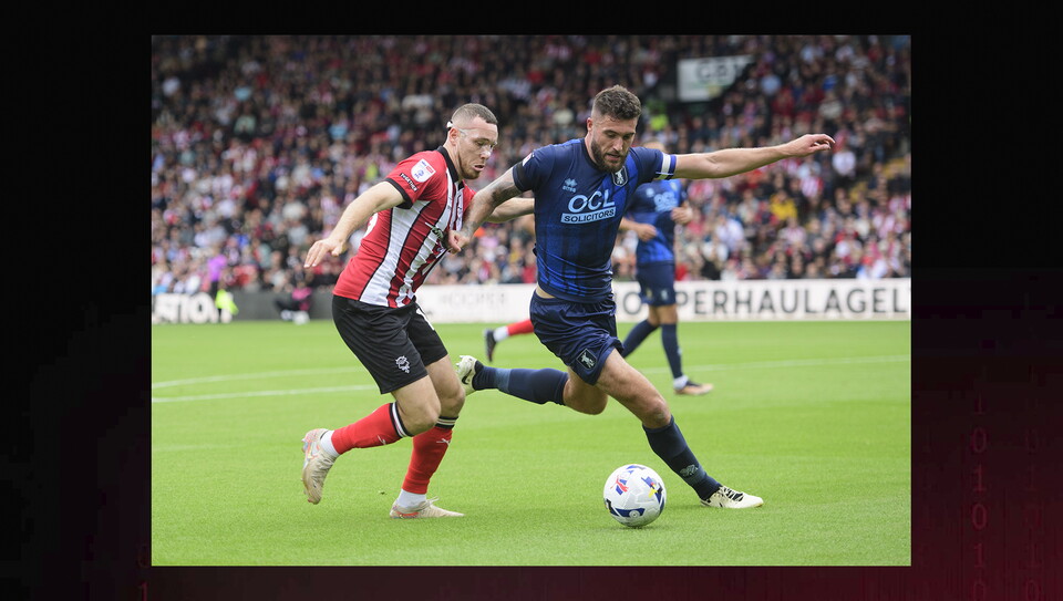 A match action image from City's home game against Mansfield Town.