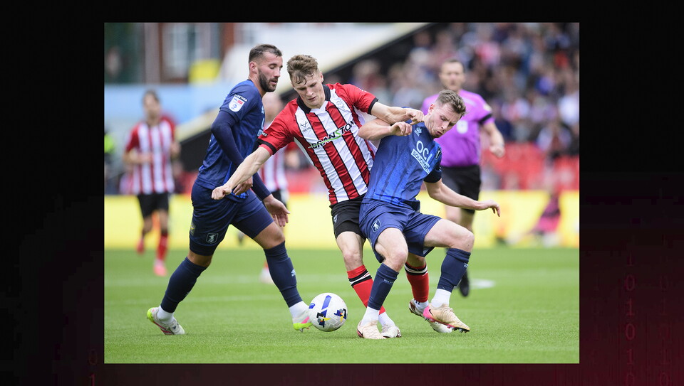 A match action image from City's home game against Mansfield Town.