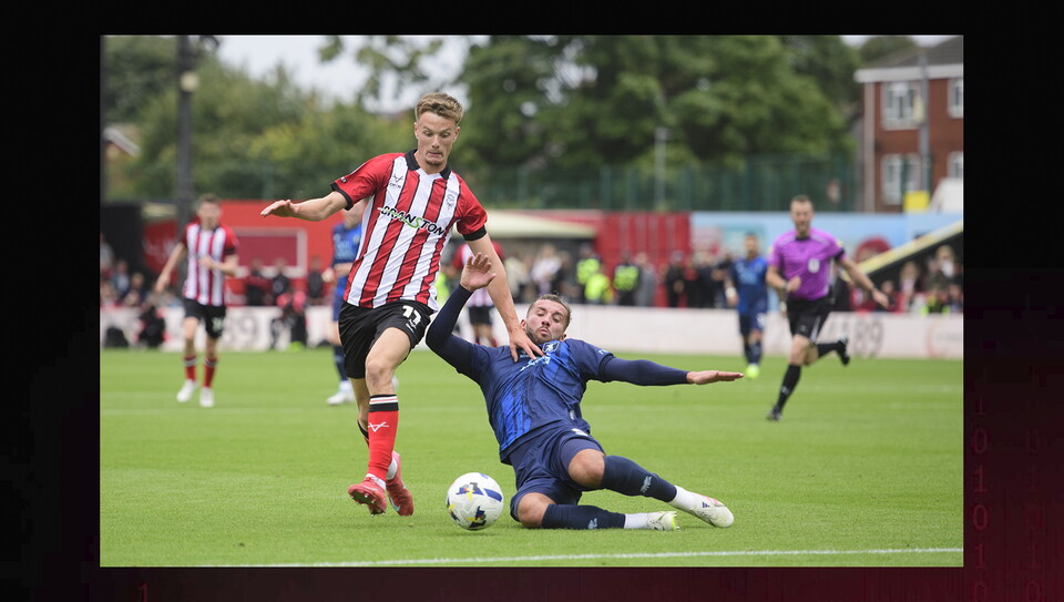 A match action image from City's home game against Mansfield Town.