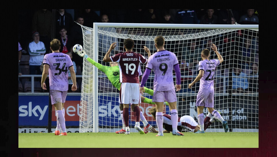 A match action image from City's away win at Northampton