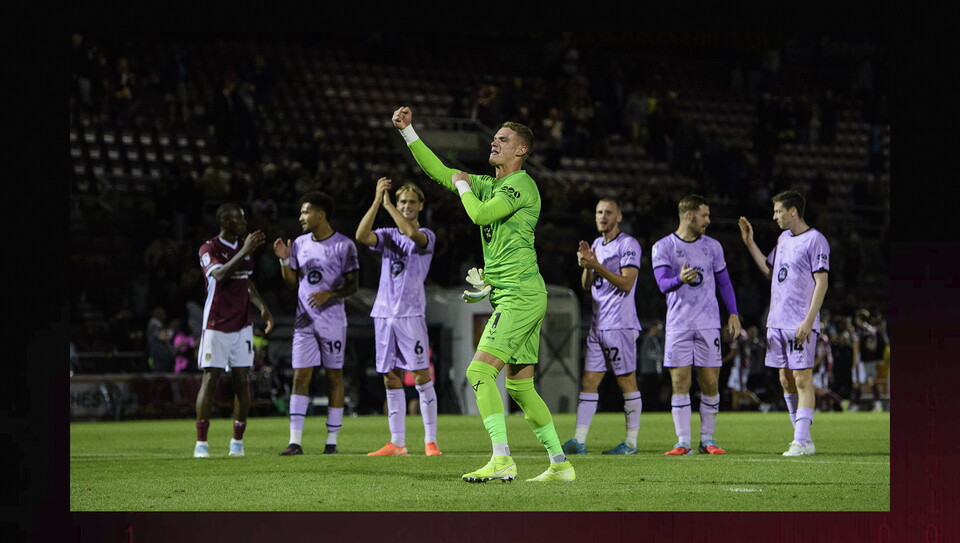 A match action image from City's away win at Northampton