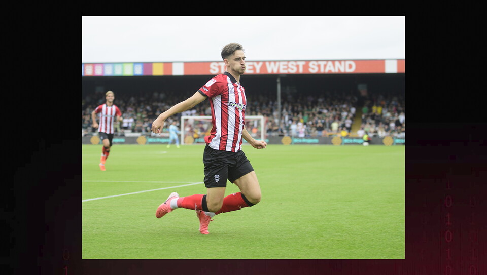 A match photo from Lincoln City's 3-2 home win over Plymouth Argyle
