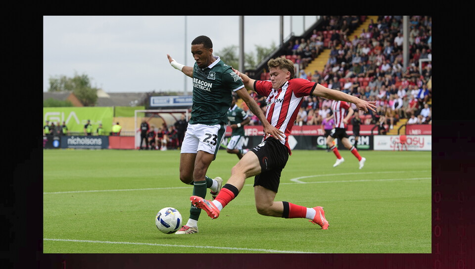 A match photo from Lincoln City's 3-2 home win over Plymouth Argyle