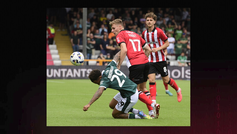 A match photo from Lincoln City's 3-2 home win over Plymouth Argyle