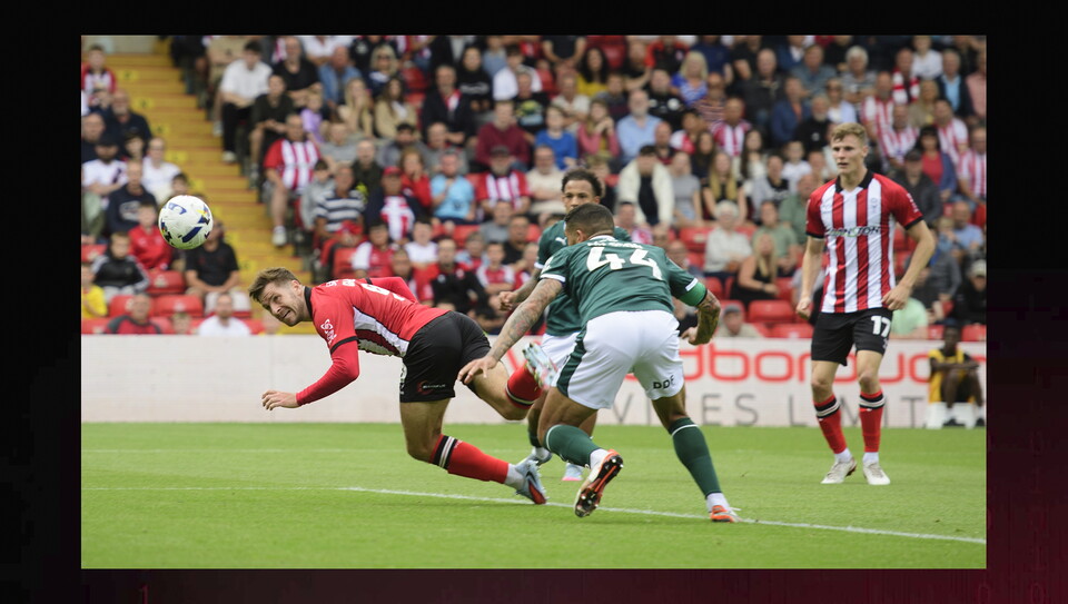 A match photo from Lincoln City's 3-2 home win over Plymouth Argyle