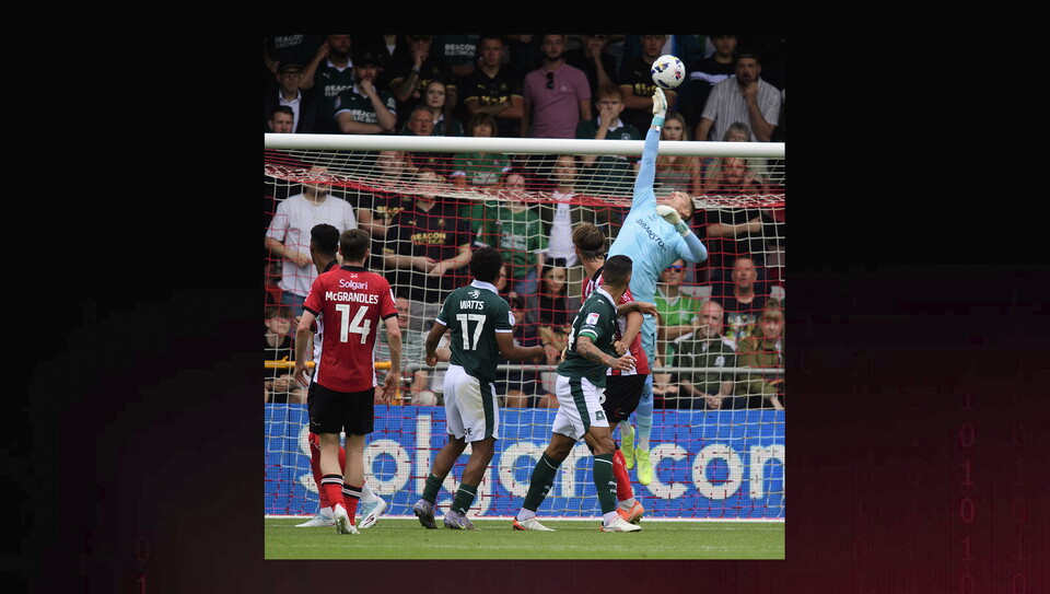 A match photo from Lincoln City's 3-2 home win over Plymouth Argyle