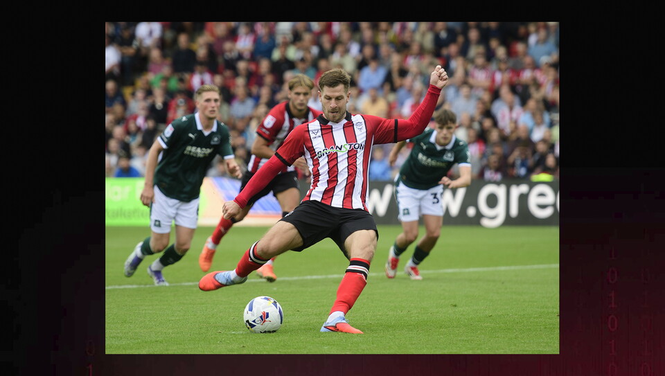 A match photo from Lincoln City's 3-2 home win over Plymouth Argyle