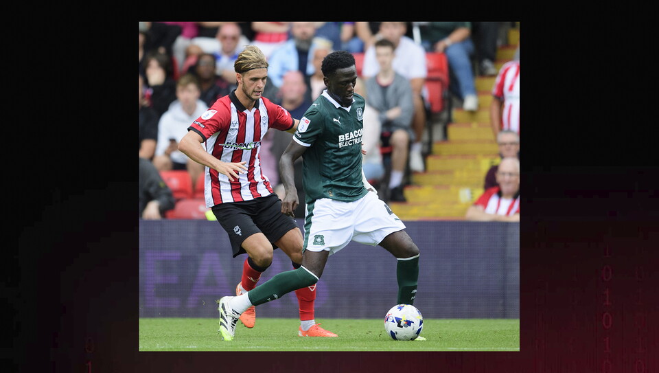 A match photo from Lincoln City's 3-2 home win over Plymouth Argyle