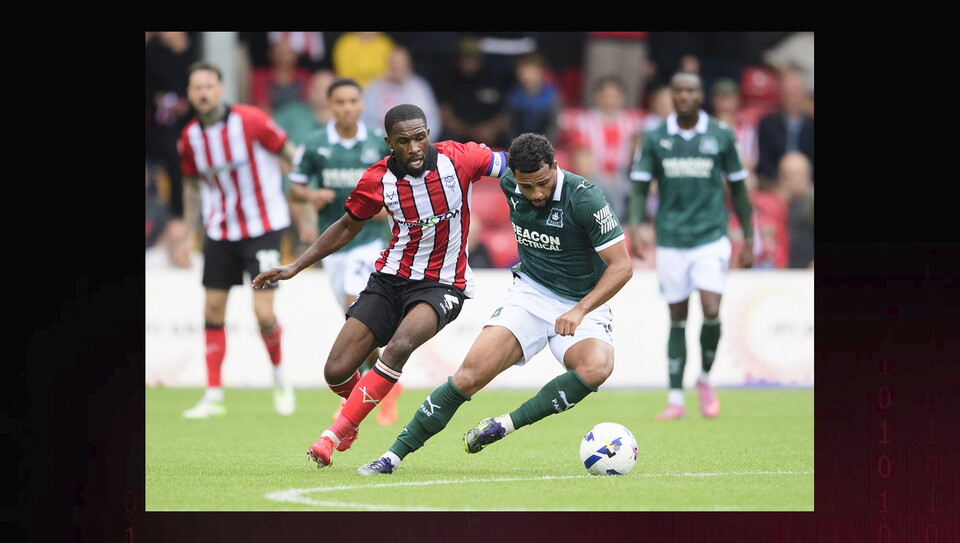 A match photo from Lincoln City's 3-2 home win over Plymouth Argyle