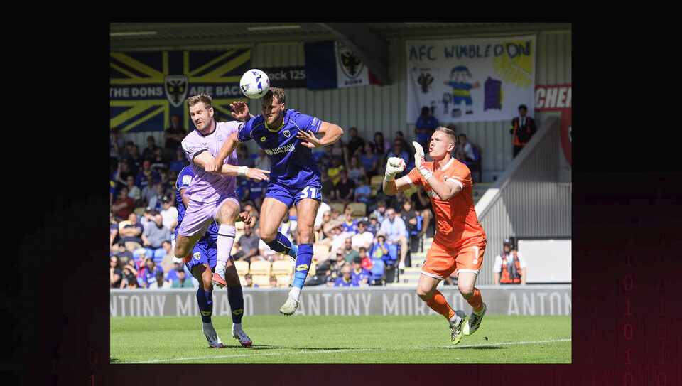 A match action photo from the game at AFC Wimbledon.