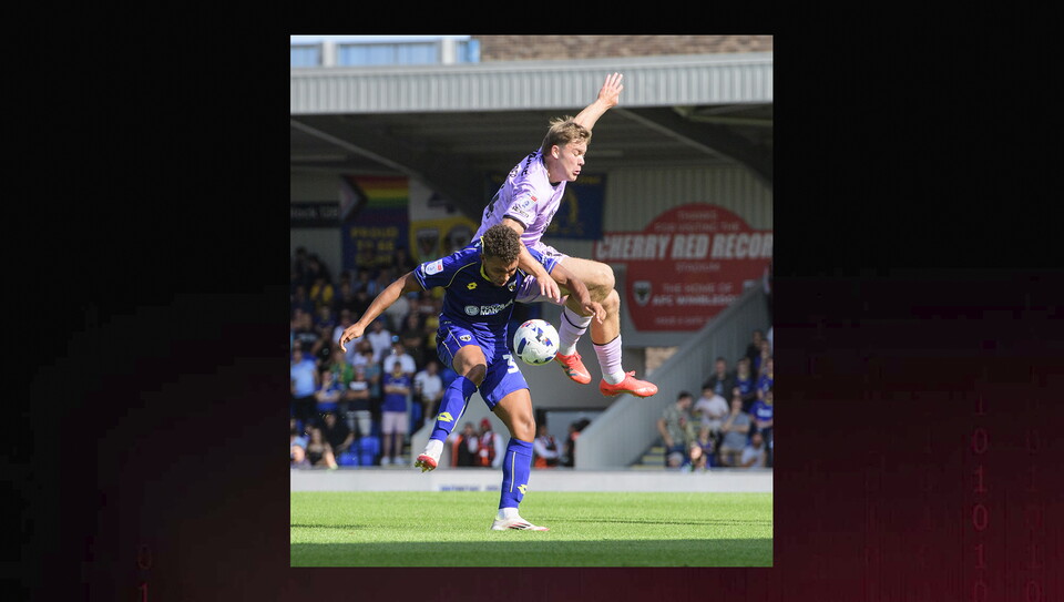 A match action photo from the game at AFC Wimbledon.