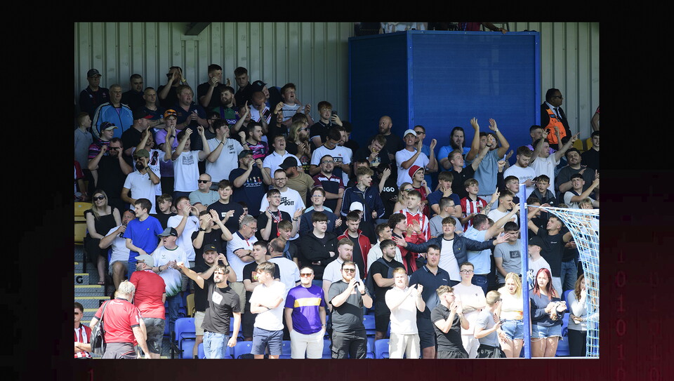Lincoln City fans at the away game at AFC Wimbledon.