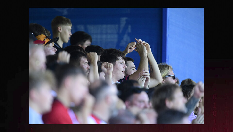 Lincoln City fans at the away game at AFC Wimbledon.