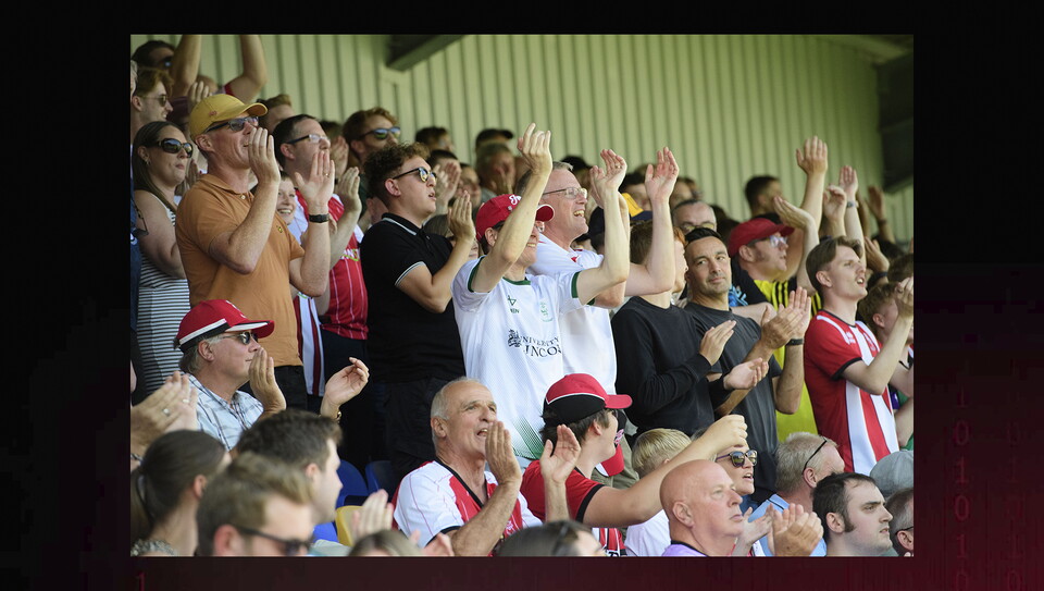 Lincoln City fans at the away game at AFC Wimbledon.