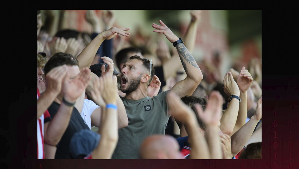 Lincoln City fans at the away game at AFC Wimbledon.