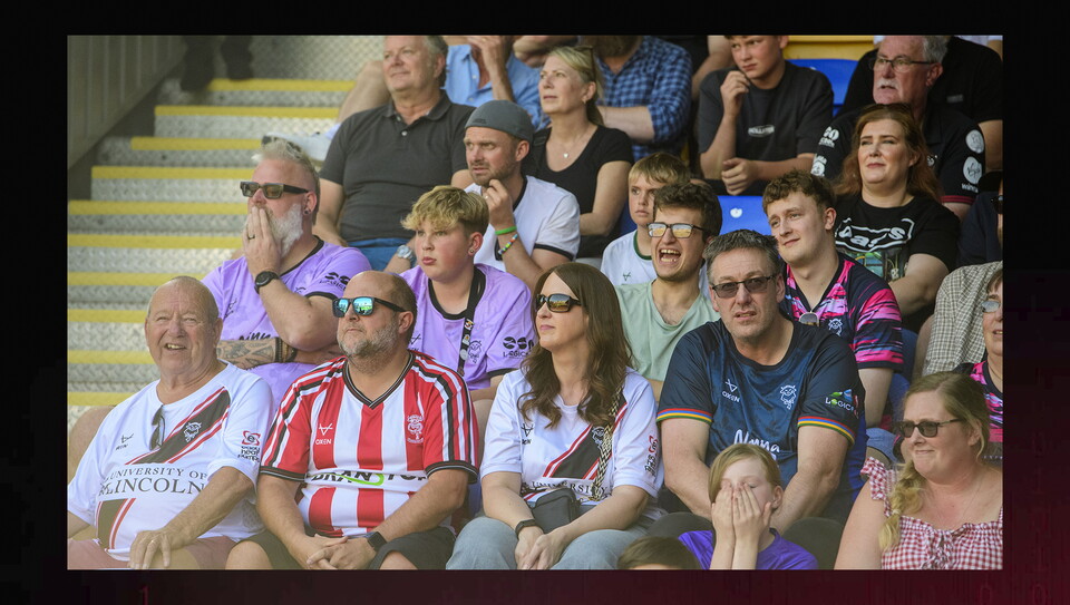 Lincoln City fans at the away game at AFC Wimbledon.