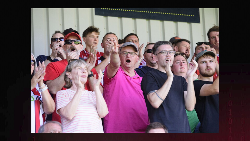 Lincoln City fans at the away game at AFC Wimbledon.
