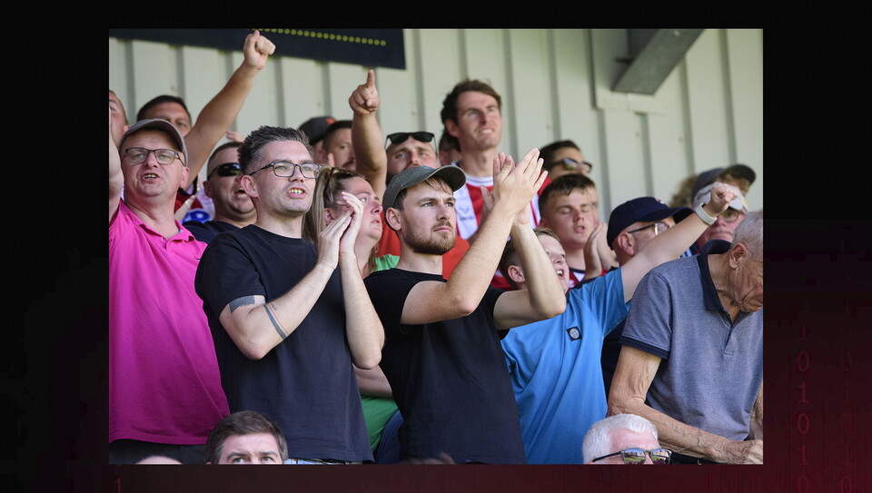 Lincoln City fans at the away game at AFC Wimbledon.