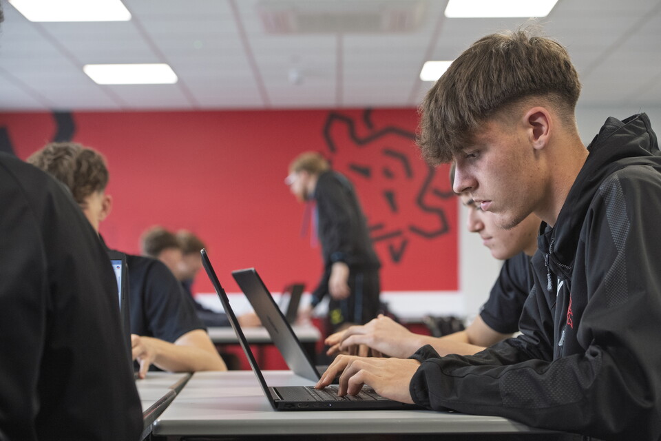 Students study with laptops