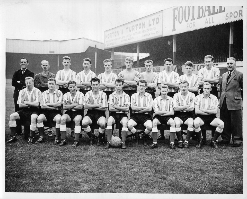 The 1959/60 Lincoln City team pose for a team photo