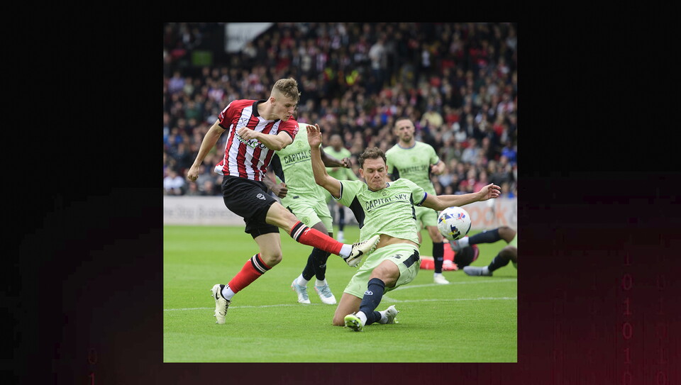 A match action photo from City's home game against Luton Town.