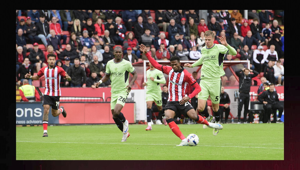 A match action photo from City's home game against Luton Town.