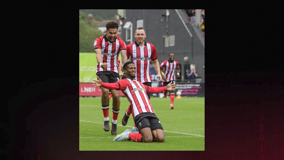 A match action photo from City's home game against Luton Town.