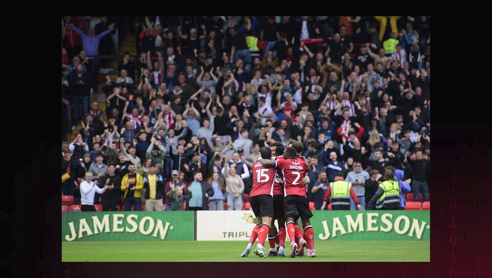 A match action photo from City's home game against Luton Town.