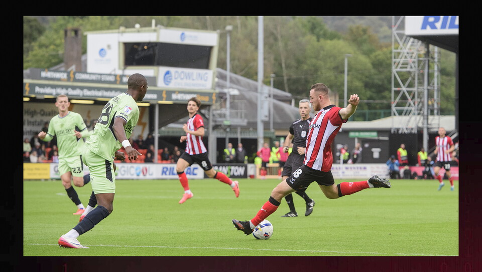 A match action photo from City's home game against Luton Town.