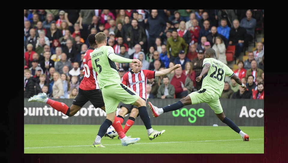A match action photo from City's home game against Luton Town.