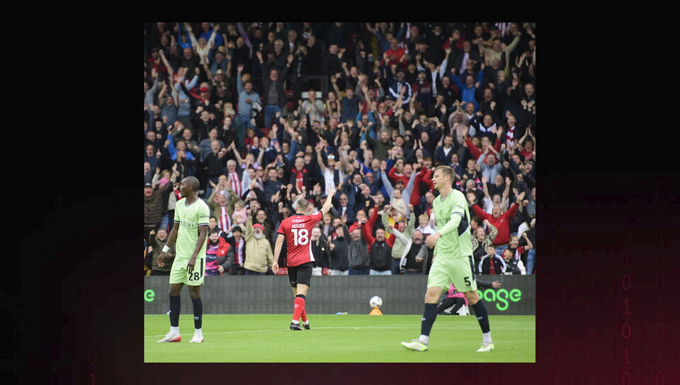 A match action photo from City's home game against Luton Town.