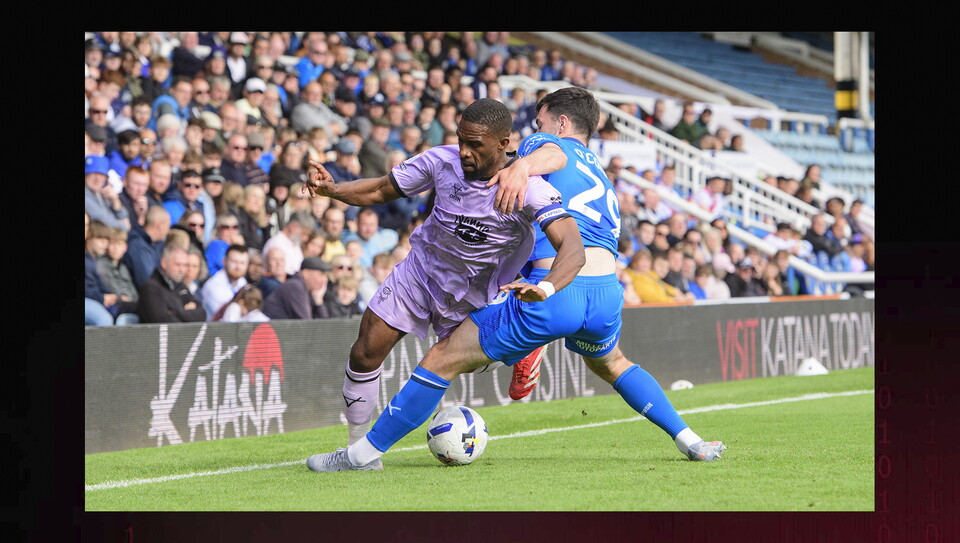 A match action image from City's game at Peterborough