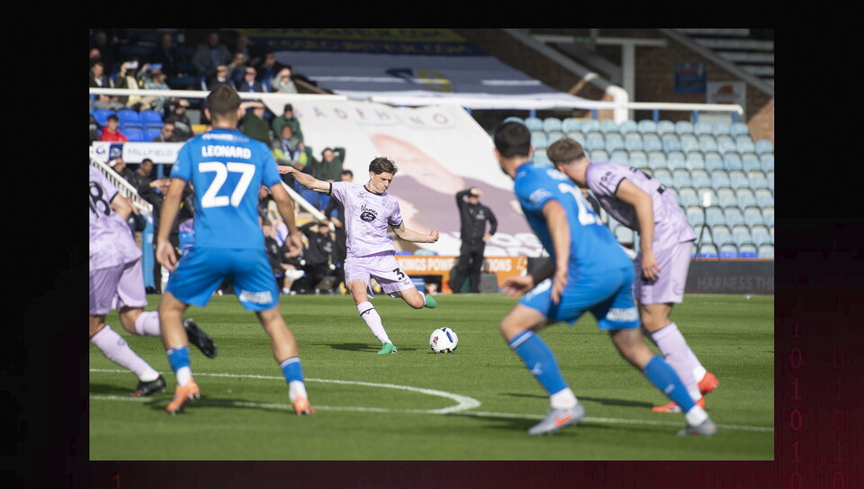 A match action image from City's game at Peterborough