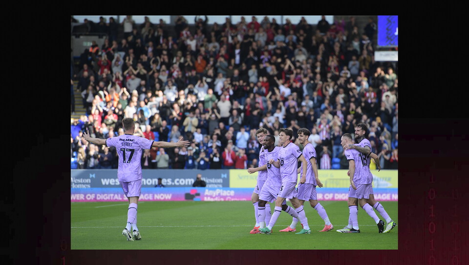 A match action image from City's game at Peterborough