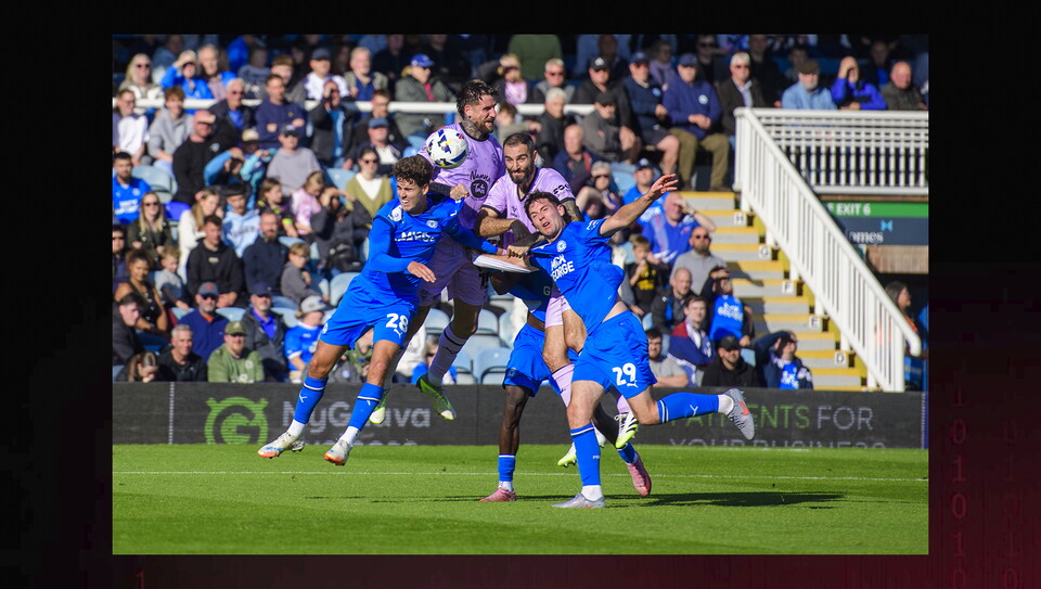 A match action image from City's game at Peterborough