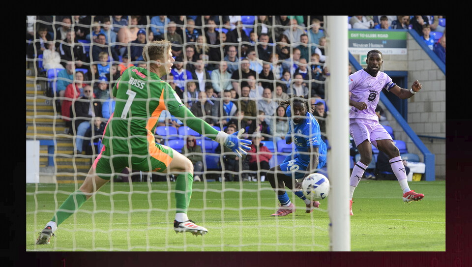 A match action image from City's game at Peterborough