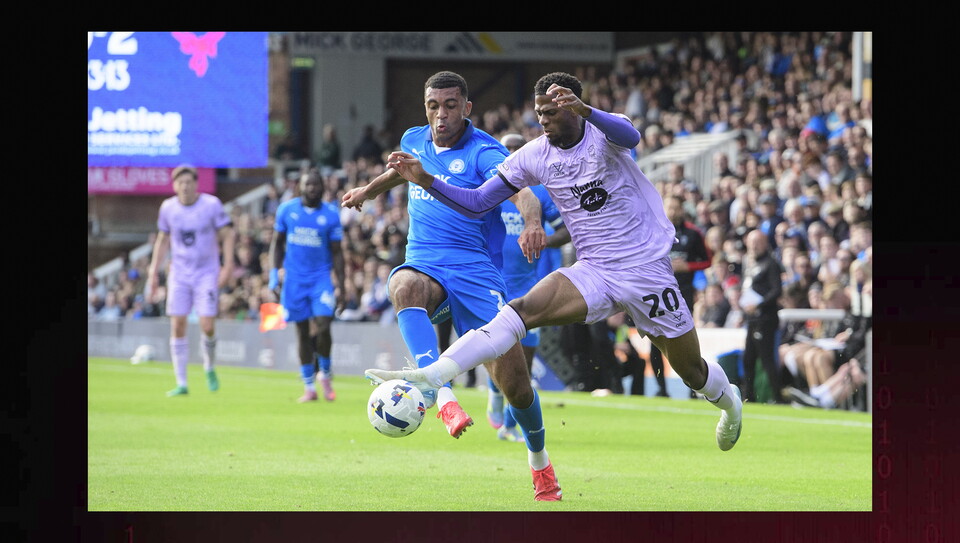 A match action image from City's game at Peterborough