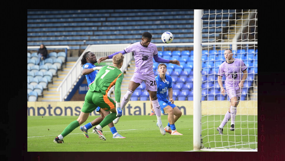 A match action image from City's game at Peterborough