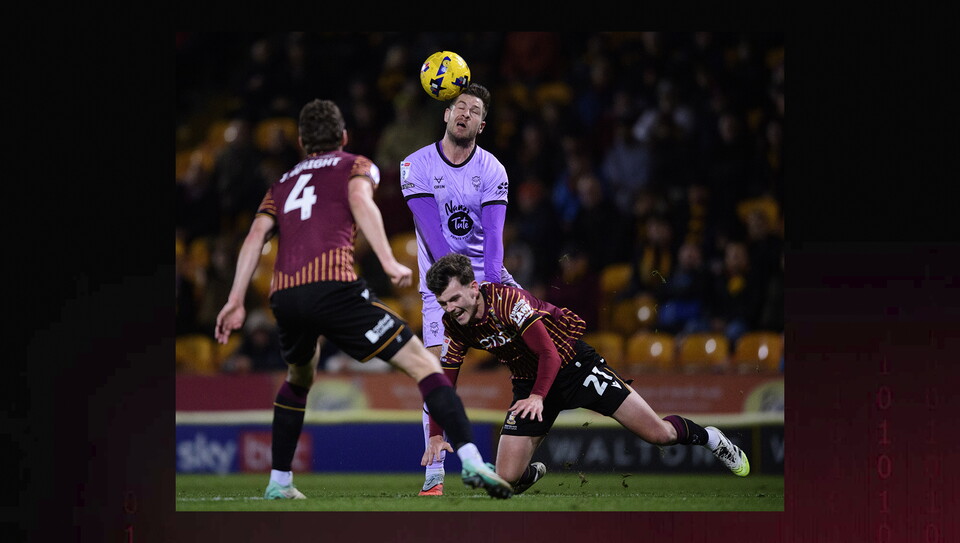 A match action image from the Imps’ away game at Bradford City