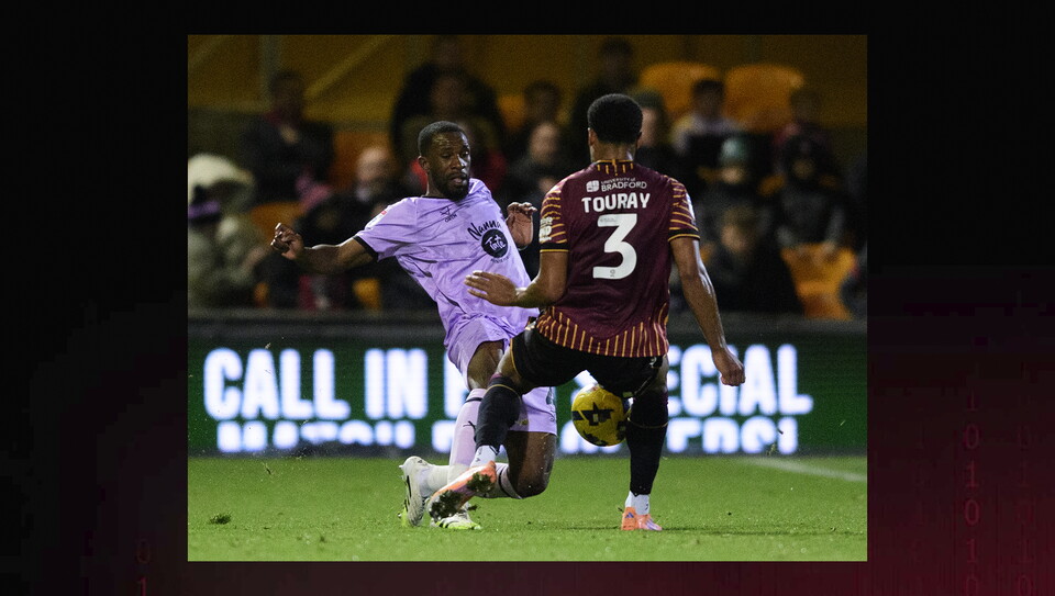 A match action image from the Imps’ away game at Bradford City